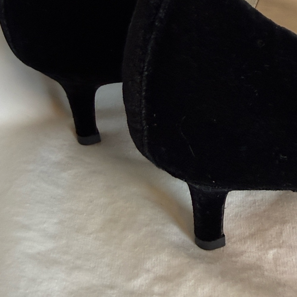 Lauren Ralph Lauren Lilah Black Velvet Rhinestone Heels 6.5M - Picture 7 of 8